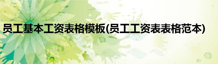 员工基本工资表格模板(员工工资表表格范本)