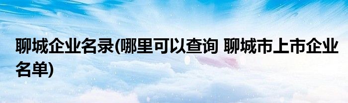 聊城企业名录(哪里可以查询 聊城市上市企业名单)