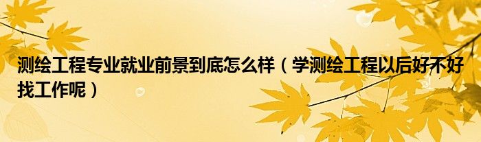 测绘工程专业就业前景到底怎么样(学测绘工程以后好不好找工作呢)