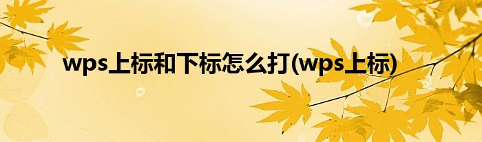 wps上标和下标怎么打(wps上标)