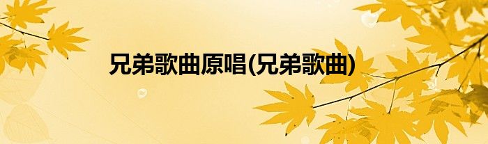 兄弟歌曲原唱(兄弟歌曲)