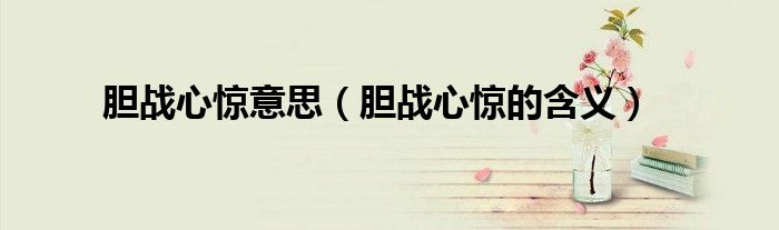 胆战心惊意思(胆战心惊的含义)