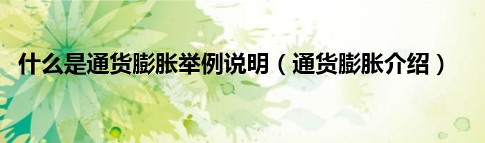什么是通货膨胀举例说明(通货膨胀介绍)