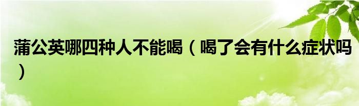 蒲公英哪四种人不能喝(喝了会有什么症状吗)