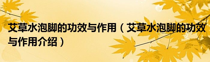 艾草水泡脚的功效与作用(艾草水泡脚的功效与作用介绍)