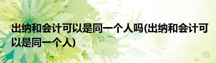 出纳和会计可以是同一个人吗(出纳和会计可以是同一个人)