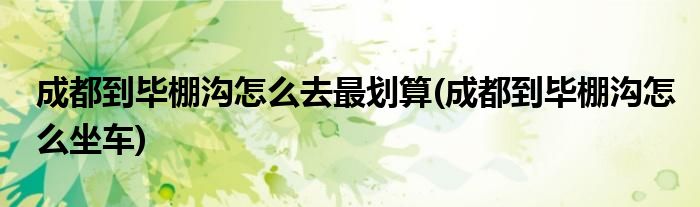 成都到毕棚沟怎么去最划算(成都到毕棚沟怎么坐车)