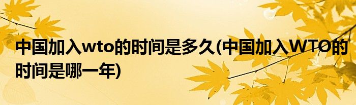 中国加入wto的时间是多久(中国加入WTO的时间是哪一年)