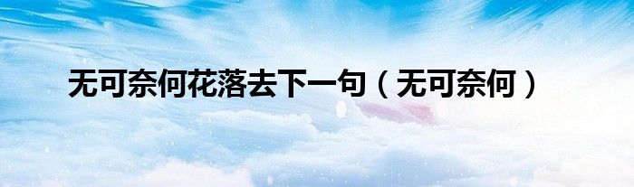 无可奈何花落去下一句(无可奈何)