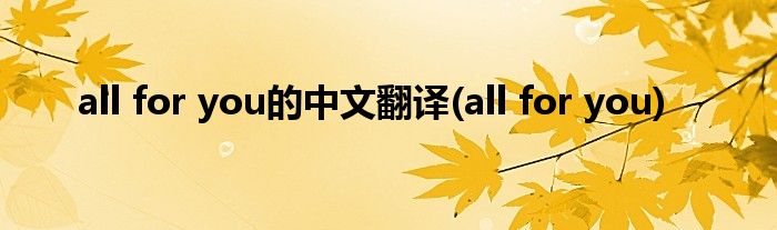 all for you的中文翻译(all for you)