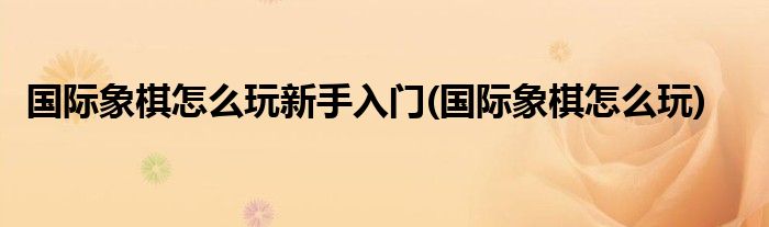 国际象棋怎么玩新手入门(国际象棋怎么玩)