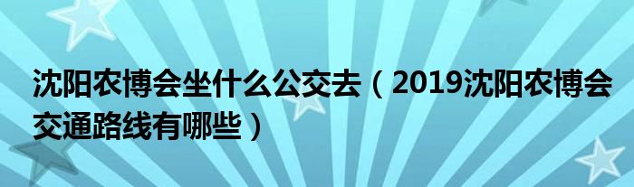 沈阳农博会坐什么公交去(2019沈阳农博会交通路线有哪些)