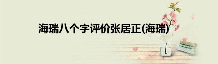 海瑞八个字评价张居正(海瑞)