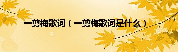 一剪梅歌词(一剪梅歌词是什么)