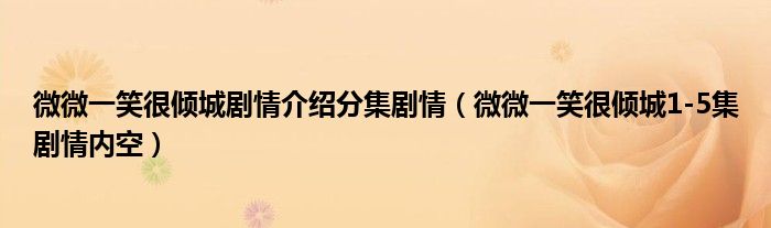 微微一笑很倾城剧情介绍分集剧情(微微一笑很倾城1-5集剧情内空)