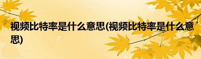 视频比特率是什么意思(视频比特率是什么意思)