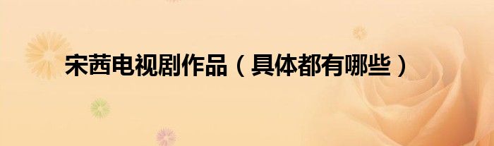 宋茜电视剧作品(具体都有哪些)