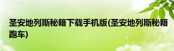 圣安地列斯秘籍下载手机版(圣安地列斯秘籍跑车)