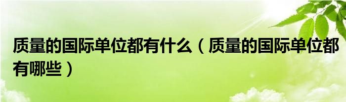 质量的国际单位都有什么(质量的国际单位都有哪些)