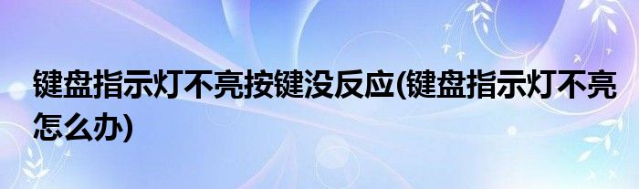 键盘指示灯不亮按键没反应(键盘指示灯不亮怎么办)