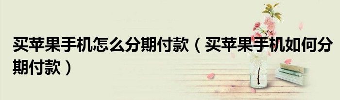 买苹果手机怎么分期付款(买苹果手机如何分期付款)