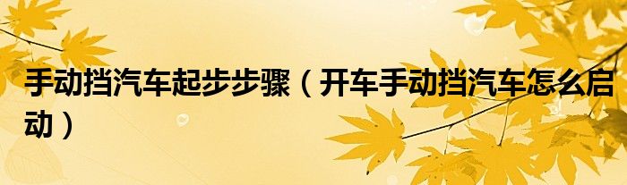 手动挡汽车起步步骤(开车手动挡汽车怎么启动)