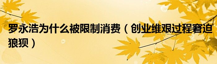 罗永浩为什么被限制消费(创业维艰过程窘迫狼狈)