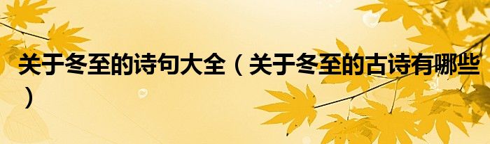 关于冬至的诗句大全(关于冬至的古诗有哪些)
