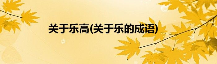 关于乐高(关于乐的成语)