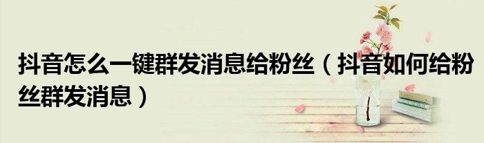 抖音怎么一键群发消息给粉丝(抖音如何给粉丝群发消息)