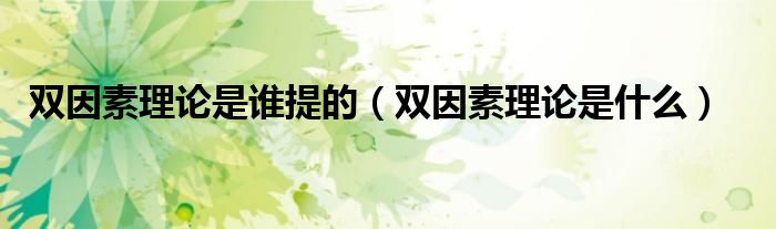 双因素理论是谁提的(双因素理论是什么)