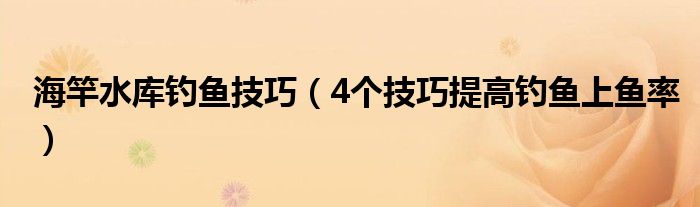 海竿水库钓鱼技巧(4个技巧提高钓鱼上鱼率)
