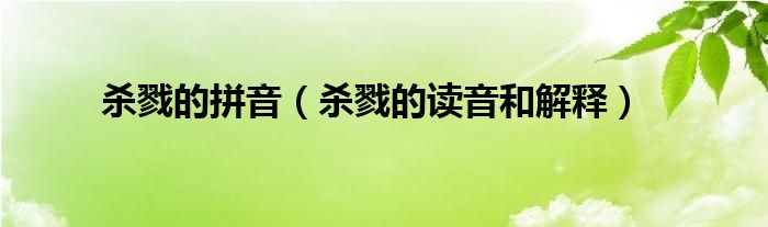 杀戮的拼音(杀戮的读音和解释)