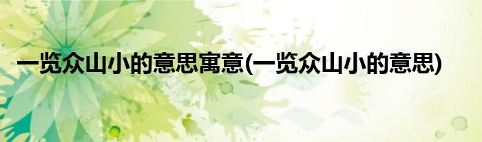 一览众山小的意思寓意(一览众山小的意思)