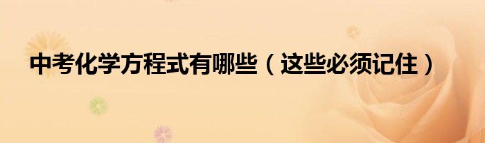 中考化学方程式有哪些(这些必须记住)