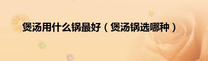 煲汤用什么锅最好(煲汤锅选哪种)