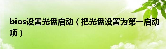 bios设置光盘启动(把光盘设置为第一启动项)