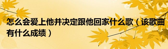 怎么会爱上他并决定跟他回家什么歌(该歌曲有什么成绩)