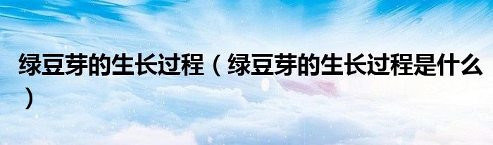 绿豆芽的生长过程(绿豆芽的生长过程是什么)