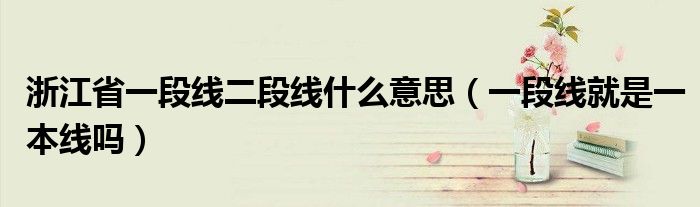 浙江省一段线二段线什么意思(一段线就是一本线吗)