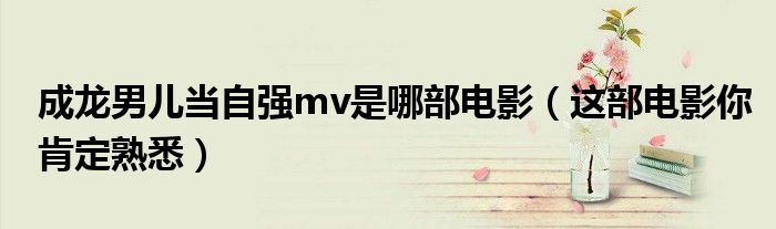 成龙男儿当自强mv是哪部电影(这部电影你肯定熟悉)