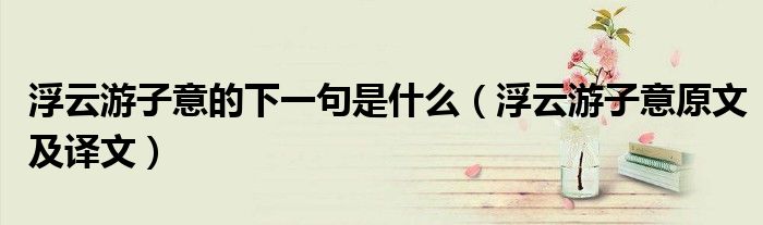 浮云游子意的下一句是什么(浮云游子意原文及译文)