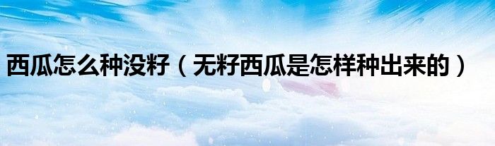 西瓜怎么种没籽(无籽西瓜是怎样种出来的)