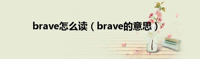 brave怎么读(brave的意思)