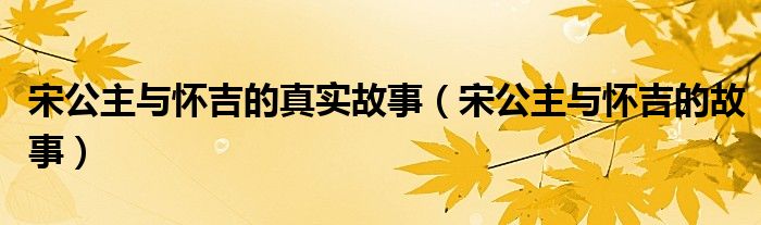 宋公主与怀吉的真实故事(宋公主与怀吉的故事)