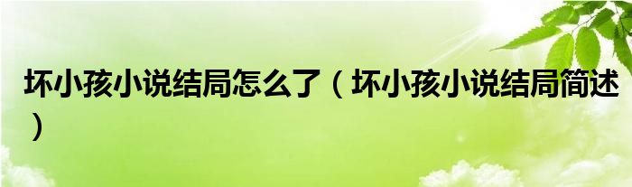 坏小孩小说结局怎么了(坏小孩小说结局简述)