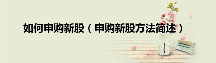 如何申购新股(申购新股方法简述)