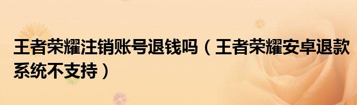 王者荣耀注销账号退钱吗(王者荣耀安卓退款系统不支持)