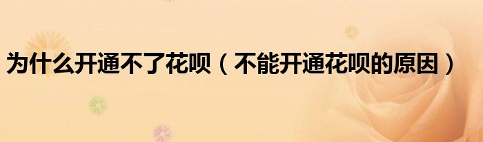 为什么开通不了花呗(不能开通花呗的原因)