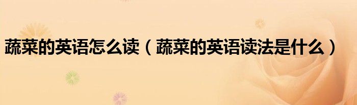 蔬菜的英语怎么读(蔬菜的英语读法是什么)
